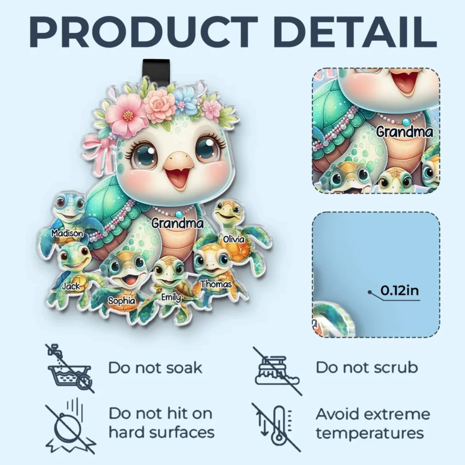 Hugs, Kisses, And Endless Love - Family Personalized Custom Car Visor Clip - Gift For Mom, Grandma 5 Hugs, Kisses, And Endless Love - Family Personalized Custom Car Visor Clip - Gift For Mom, Grandma - Image 5