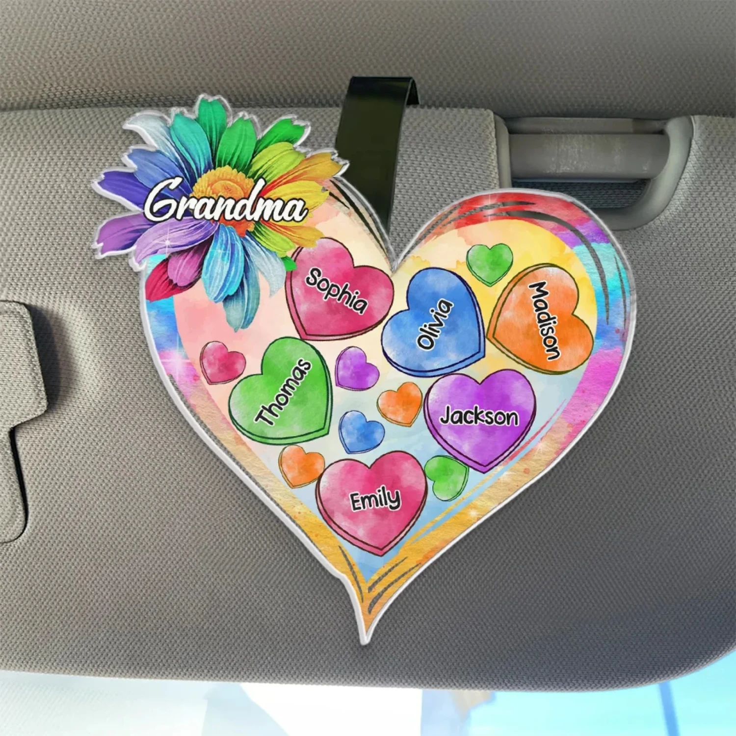 A Grandma Is Warm Hugs And Sweet Memories - Family Personalized Custom Car Visor Clip - Gift For Mom, Grandma 1 A Grandma Is Warm Hugs And Sweet Memories - Family Personalized Custom Car Visor Clip - Gift For Mom, Grandma