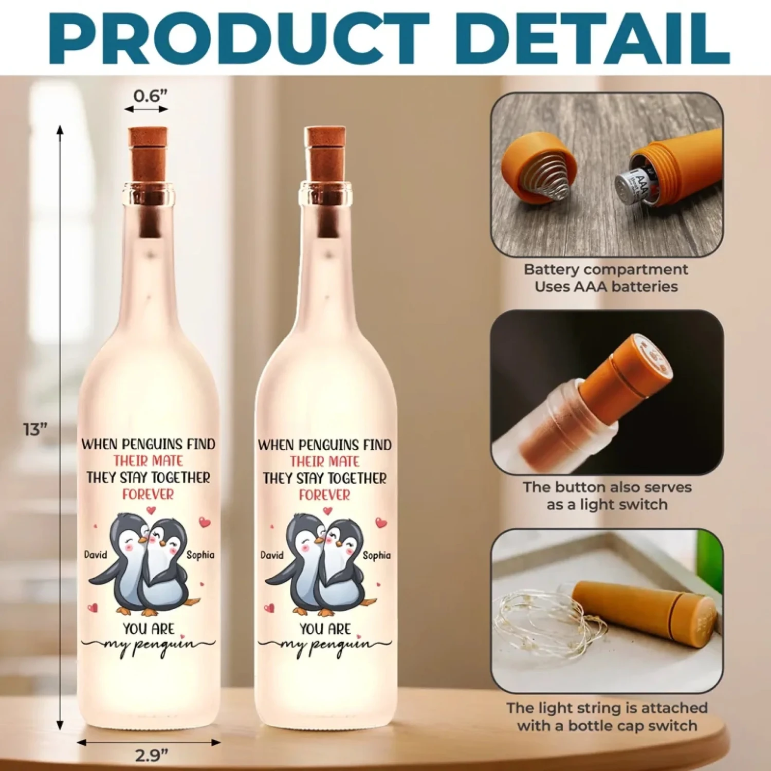 A Sweet Way To Celebrate The Path That Brought You Together - Couple Personalized Custom Bottle Lamp - Gift For Husband Wife, Anniversary 5 A Sweet Way To Celebrate The Path That Brought You Together - Couple Personalized Custom Bottle Lamp - Gift For Husband Wife, Anniversary - Image 5