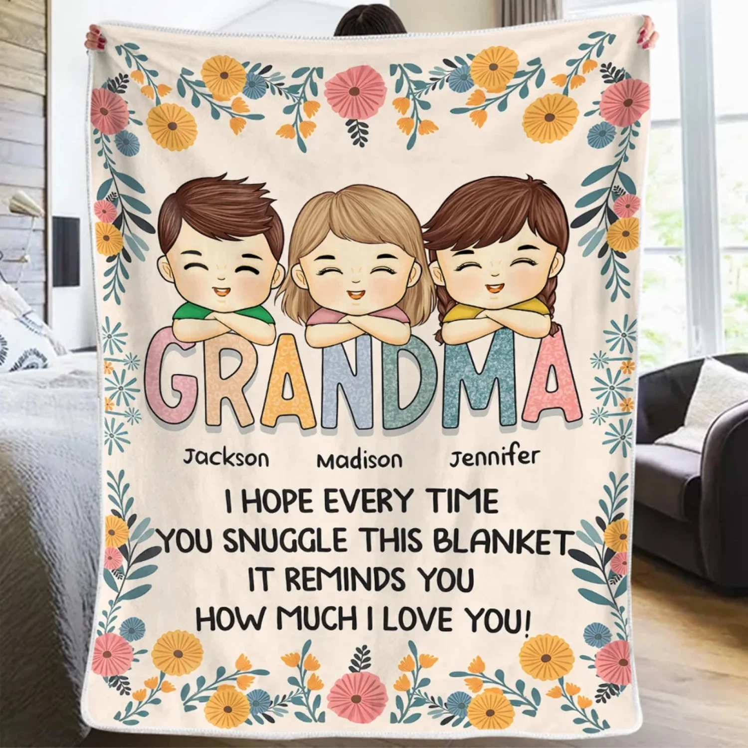 Mom’s Heart Is Home - Family Personalized Custom Blanket - Gift For Mom, Grandma 4 Mom’s Heart Is Home - Family Personalized Custom Blanket - Gift For Mom, Grandma - Image 4