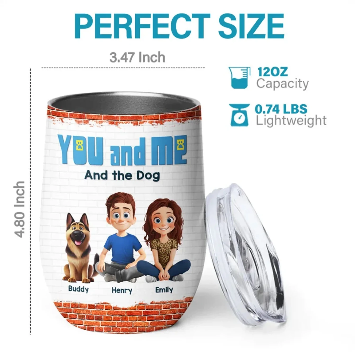 Just You, Me And Furry Friends - Couple Personalized Custom Wine Tumbler - Gift For Husband Wife, Anniversary, Pet Owners, Pet Lovers 3 Just You, Me And Furry Friends - Couple Personalized Custom Wine Tumbler - Gift For Husband Wife, Anniversary, Pet Owners, Pet Lovers - Image 3