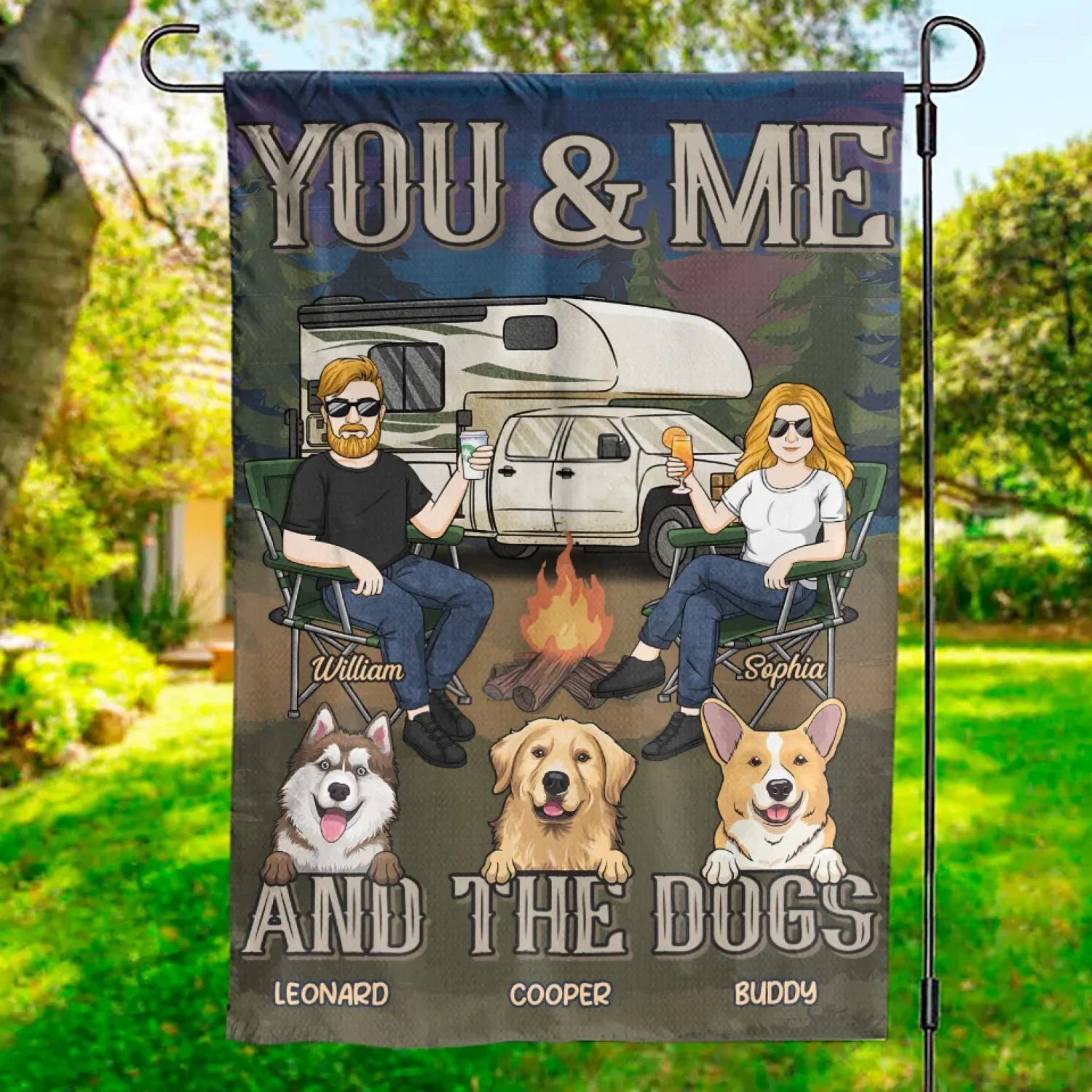 Just You, Me And Playful Tails - Dog Personalized Custom Flag - Gift For Husband Wife, Pet Owners, Pet Lovers 1 Just You, Me And Playful Tails - Dog Personalized Custom Flag - Gift For Husband Wife, Pet Owners, Pet Lovers