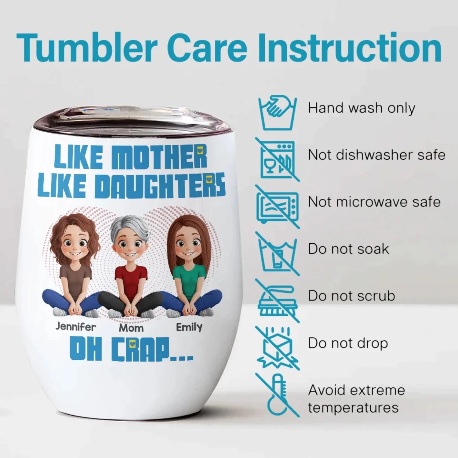 Together, We Laugh, We Love, We Grow - Family Personalized Custom Wine Tumbler - Mother's Day, Gift For Mom, Daughter 4 Together, We Laugh, We Love, We Grow - Family Personalized Custom Wine Tumbler - Mother's Day, Gift For Mom, Daughter - Image 4