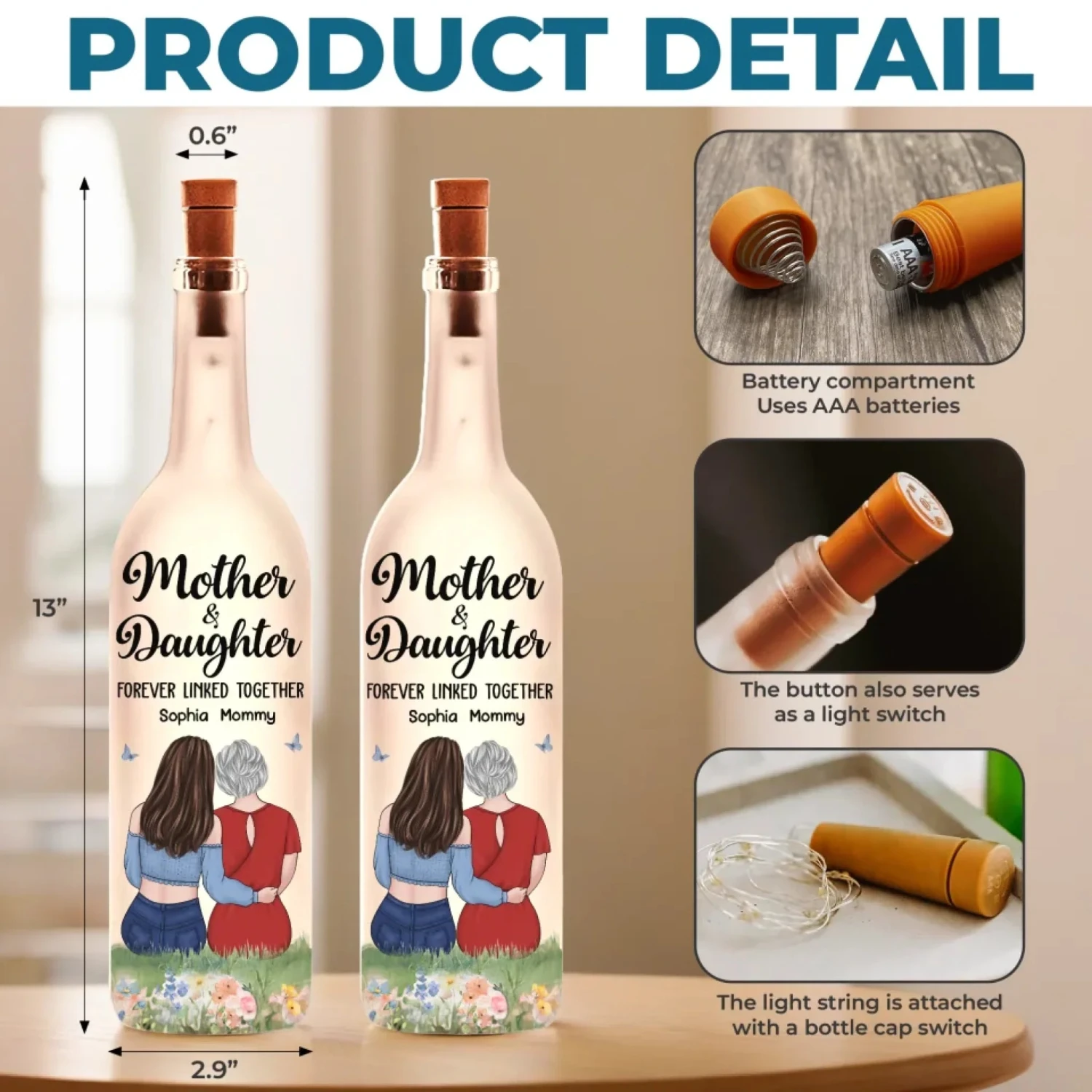 Mom Taught Me Everything - Family Personalized Custom Bottle Lamp - Gift For Mom, Daughter 5 Mom Taught Me Everything - Family Personalized Custom Bottle Lamp - Gift For Mom, Daughter - Image 5