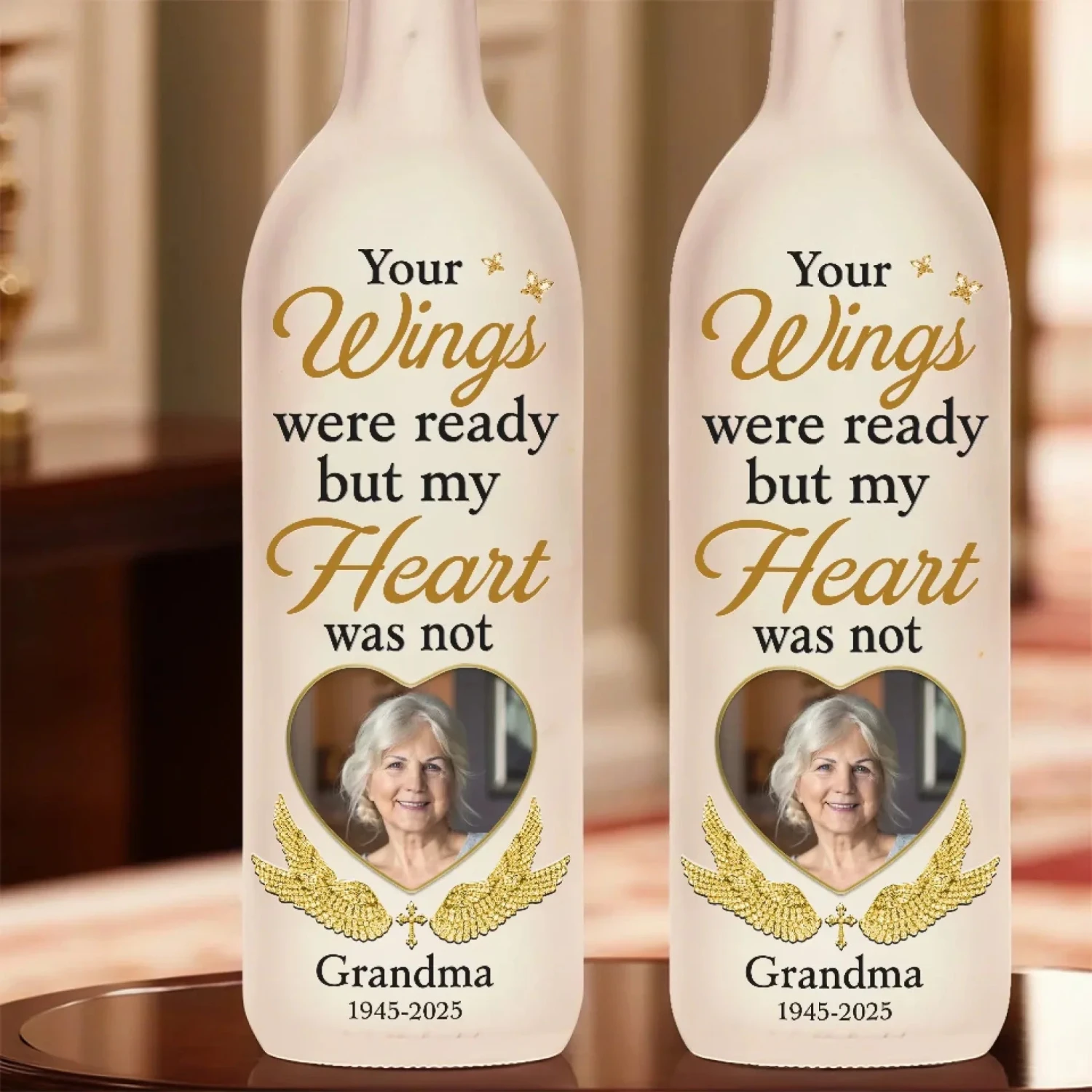 Custom Photo Your Wings Were Ready But Our Hearts Were Not - Memorial Personalized Custom Bottle Lamp - Sympathy Gift For Family Members 4 Custom Photo Your Wings Were Ready But Our Hearts Were Not - Memorial Personalized Custom Bottle Lamp - Sympathy Gift For Family Members - Image 4