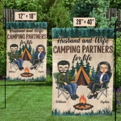 Happiness Is Camping With You - Couple Personalized Custom Flag - Gift For Husband Wife, Camping Lovers -Pawfect House Store 67ad6acb9917e