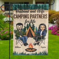 Happiness Is Camping With You - Couple Personalized Custom Flag - Gift For Husband Wife, Camping Lovers -Pawfect House Store 67ad6acbd7fb9