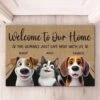 Our Home Runs On Love - Dog & Cat Personalized Custom Home Decor Decorative Mat - House Warming Gift For Pet Owners, Pet Lovers