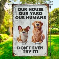 Protected By Paws And Jaws - Dog Personalized Custom Flag - Gift For Pet Owners, Pet Lovers