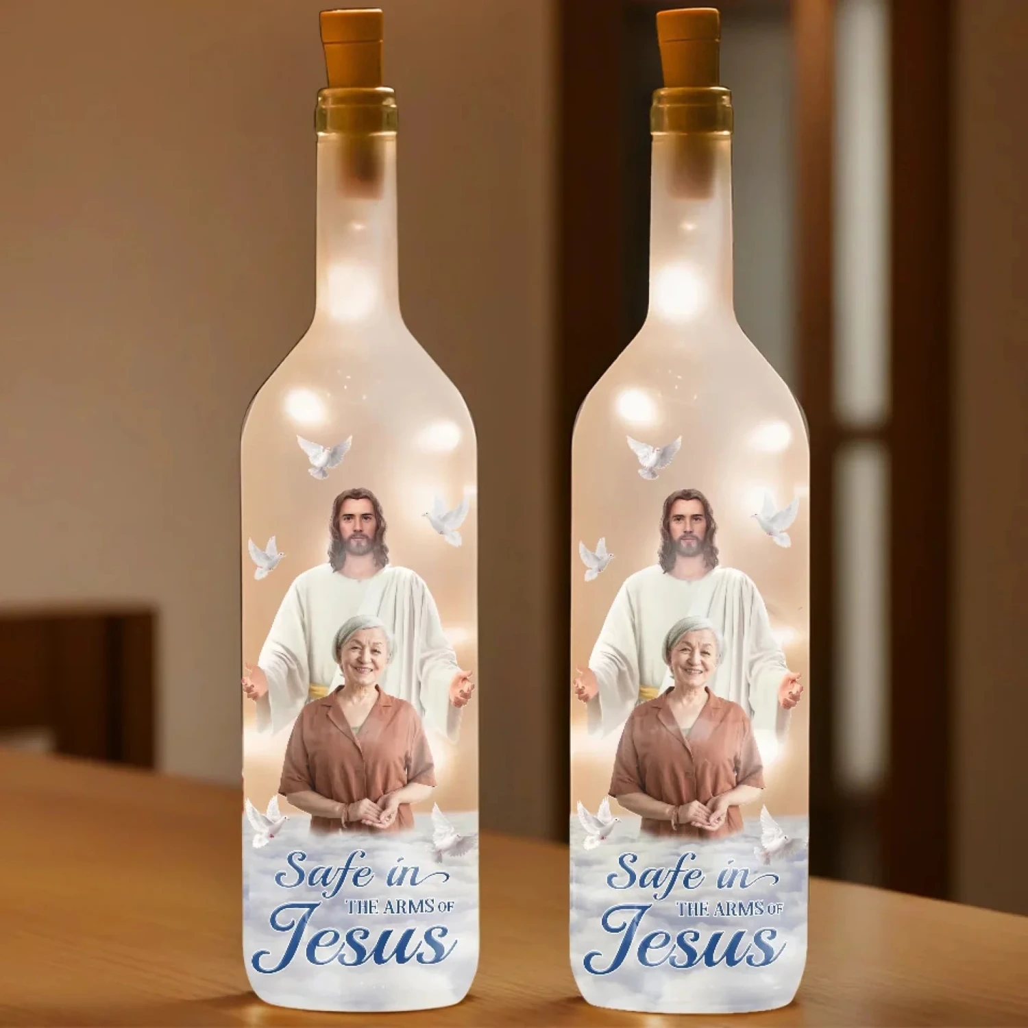 Custom Photo Held By God, Remembered By Me - Memorial Personalized Custom Bottle Lamp - Sympathy Gift For Family Members 3 Custom Photo Held By God, Remembered By Me - Memorial Personalized Custom Bottle Lamp - Sympathy Gift For Family Members - Image 3