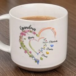 A Sweet Way To Celebrate Her Journey From Mom To Grandma - Family Personalized Custom Printed Pottery Mug - Gift For Mom, Grandma