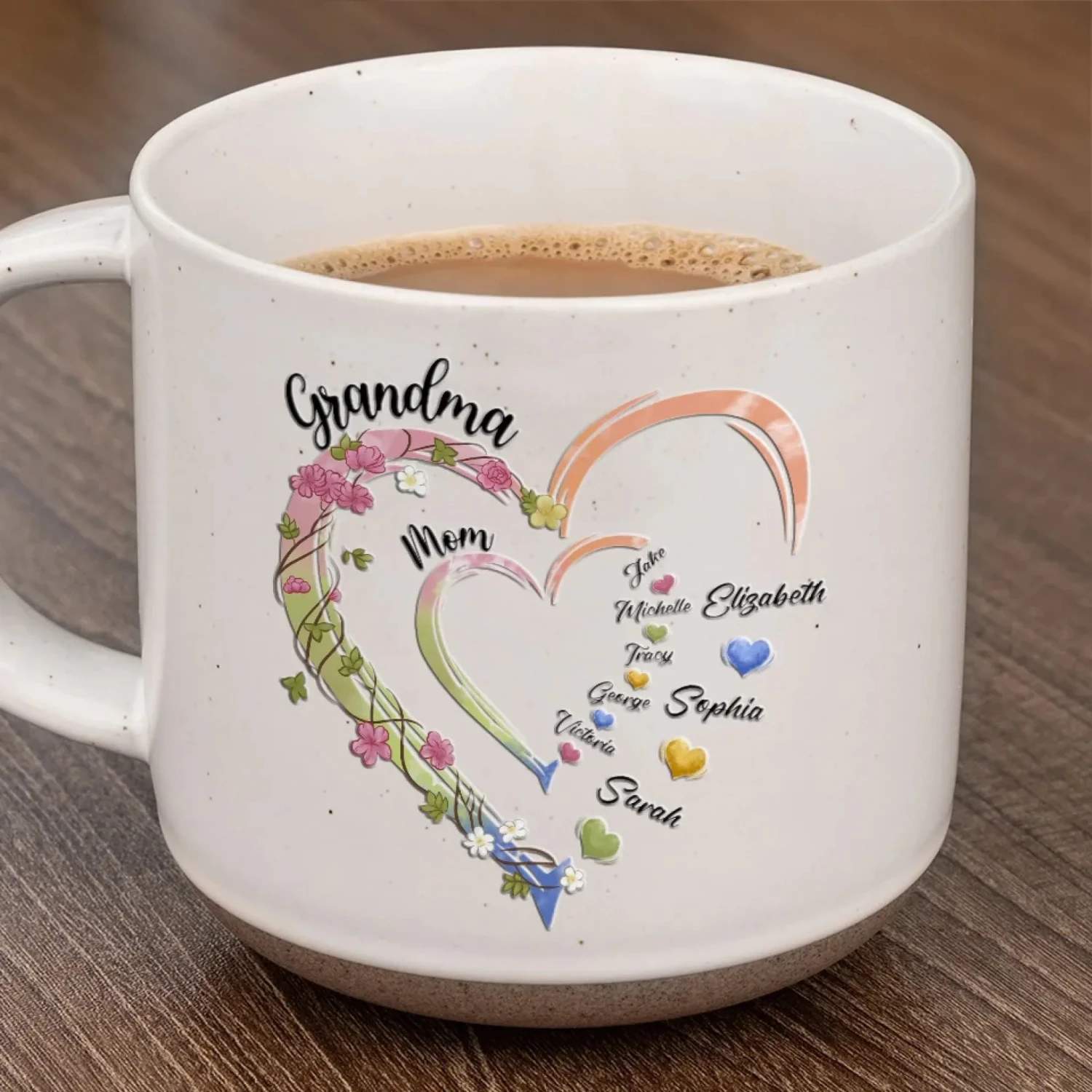 A Sweet Way To Celebrate Her Journey From Mom To Grandma - Family Personalized Custom Printed Pottery Mug - Gift For Mom, Grandma 1 A Sweet Way To Celebrate Her Journey From Mom To Grandma - Family Personalized Custom Printed Pottery Mug - Gift For Mom, Grandma