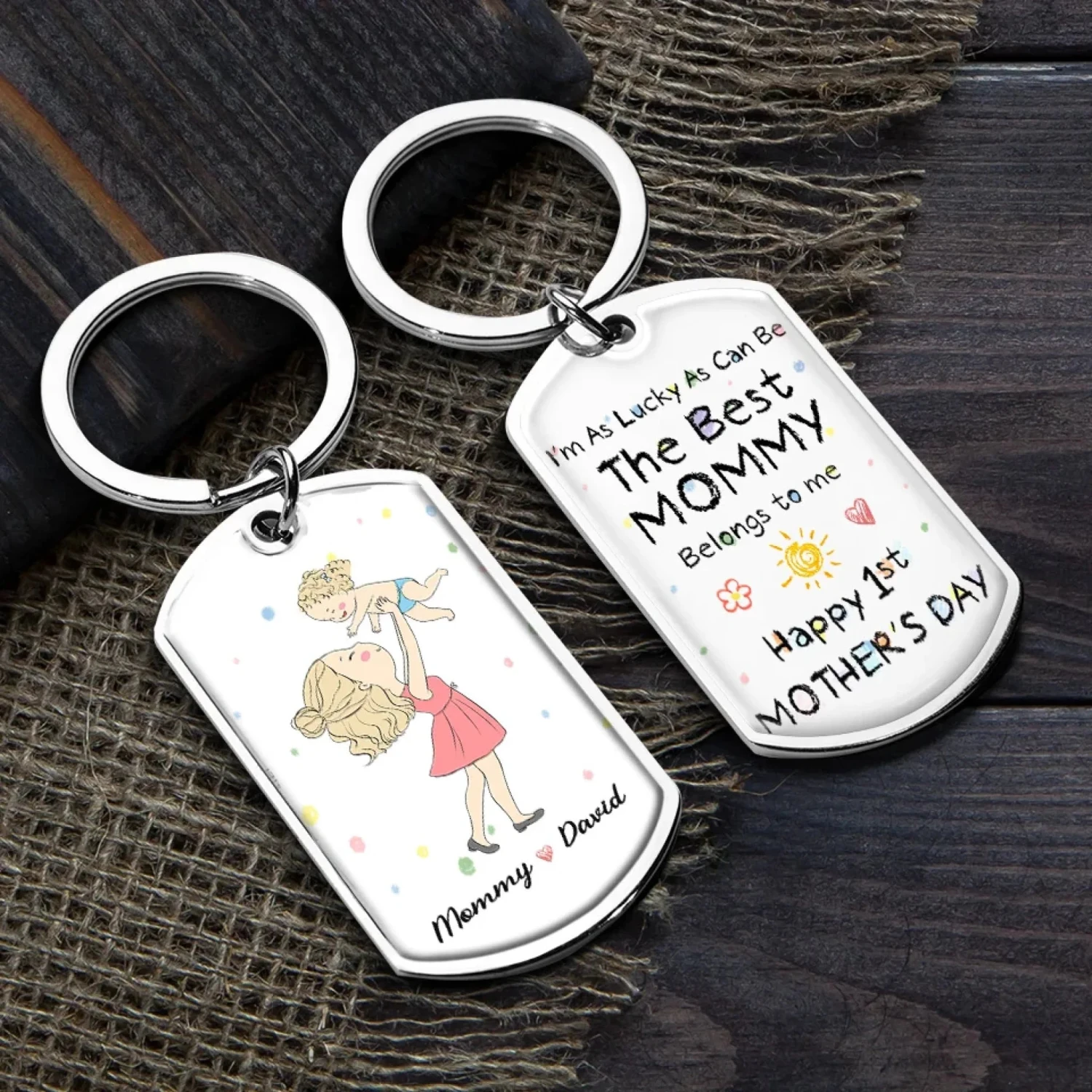 Lucky Me, The Best Mom Belongs To Me - Family Personalized Custom Keychain - Mother's Day, Baby Shower Gift, Gift For First Mom 4 Lucky Me, The Best Mom Belongs To Me - Family Personalized Custom Keychain - Mother's Day, Baby Shower Gift, Gift For First Mom - Image 4