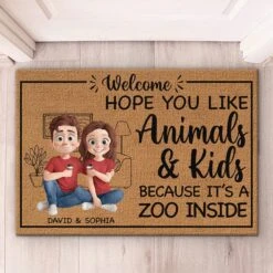 It's A Zoo Inside - Couple Personalized Custom Home Decor Decorative Mat - House Warming Gift For Husband Wife, Anniversary