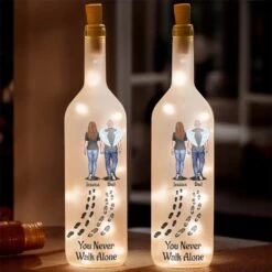 You Never Walk Alone - Memorial Personalized Custom Bottle Lamp - Sympathy Gift For Family Members