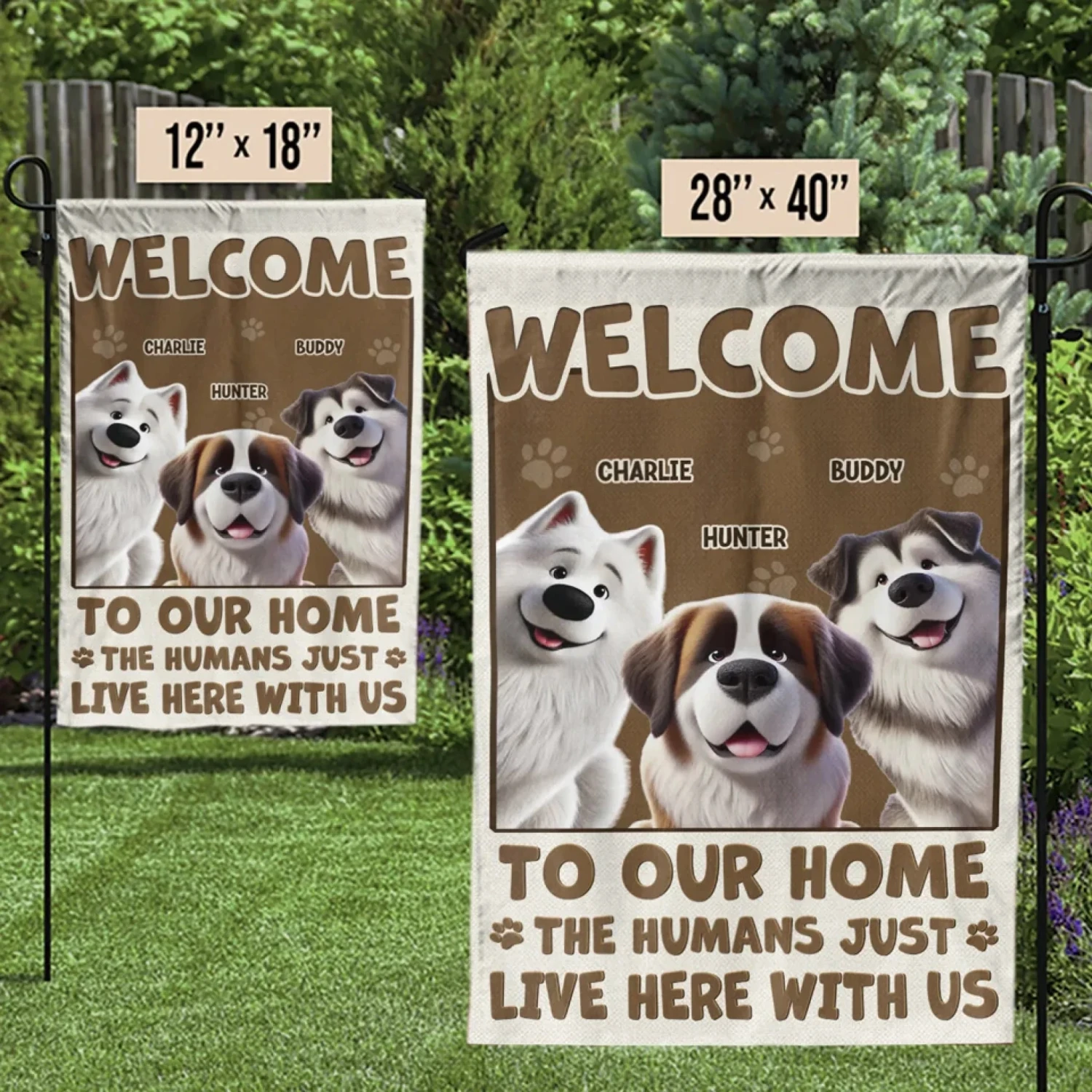 Welcome To My House, My Human Just Lives Here - Dog & Cat Personalized Custom Flag - Gift For Pet Owners, Pet Lovers 3 Welcome To My House, My Human Just Lives Here - Dog & Cat Personalized Custom Flag - Gift For Pet Owners, Pet Lovers - Image 3