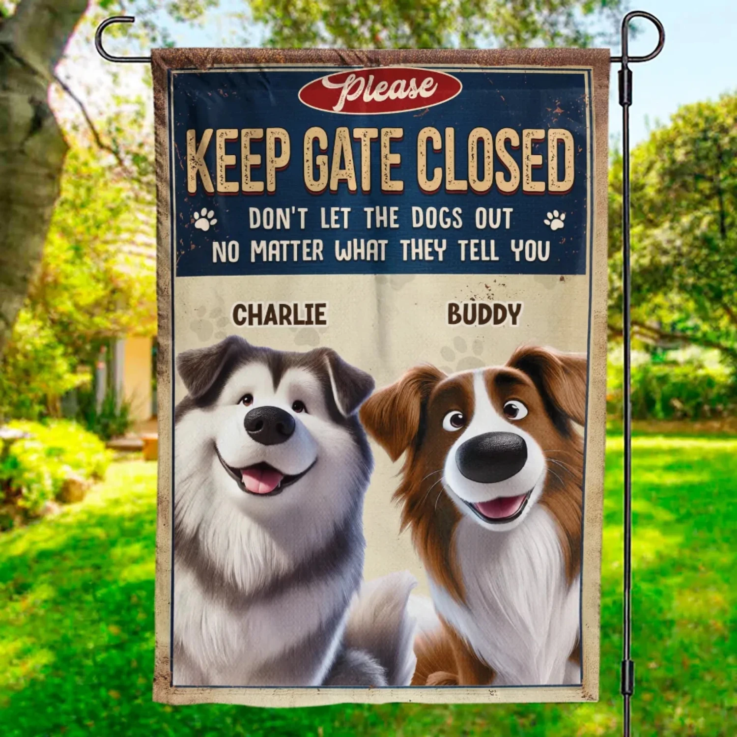 Closed Gates, Happy Tails - Dog Personalized Custom Flag - Gift For Pet Owners, Pet Lovers 1 Closed Gates, Happy Tails - Dog Personalized Custom Flag - Gift For Pet Owners, Pet Lovers