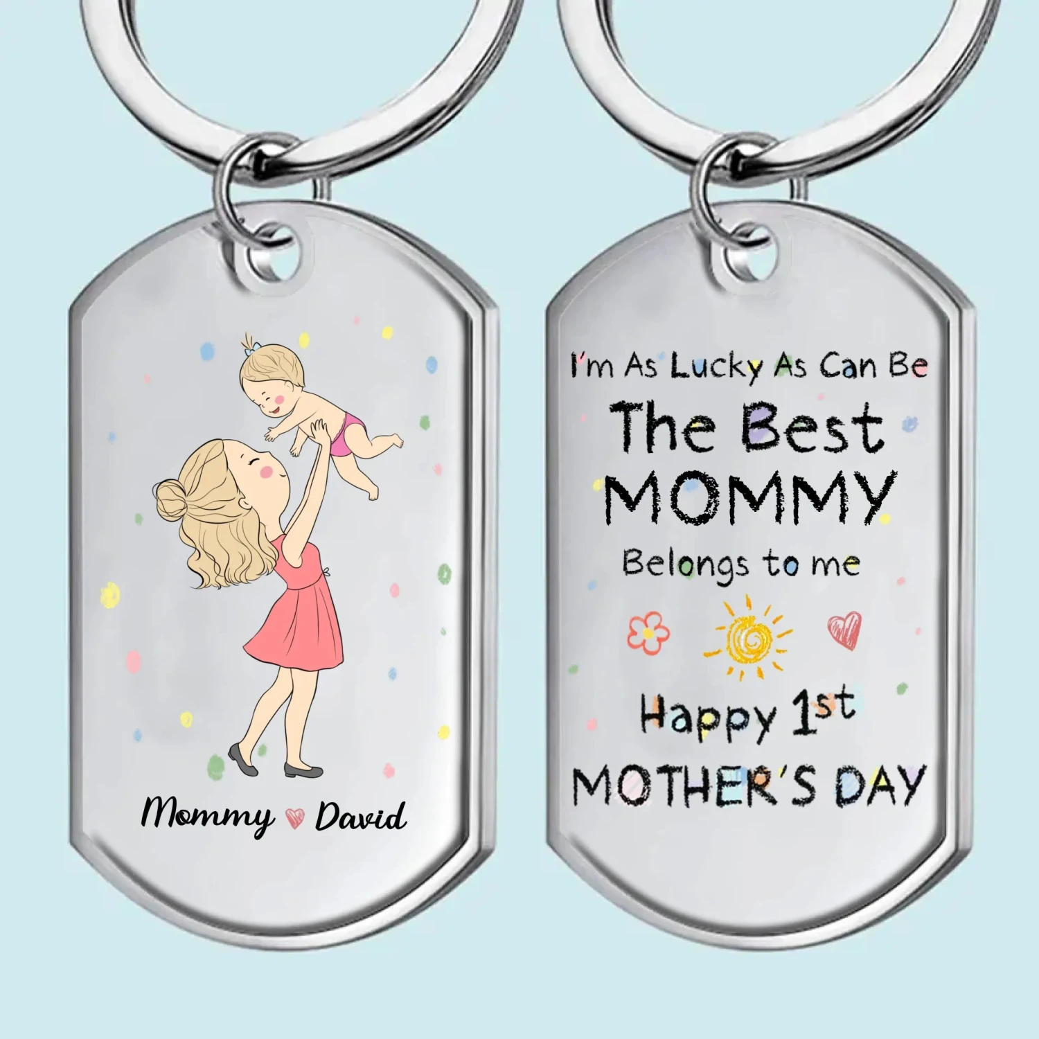 Lucky Me, The Best Mom Belongs To Me - Family Personalized Custom Keychain - Mother's Day, Baby Shower Gift, Gift For First Mom 2 Lucky Me, The Best Mom Belongs To Me - Family Personalized Custom Keychain - Mother's Day, Baby Shower Gift, Gift For First Mom - Image 2