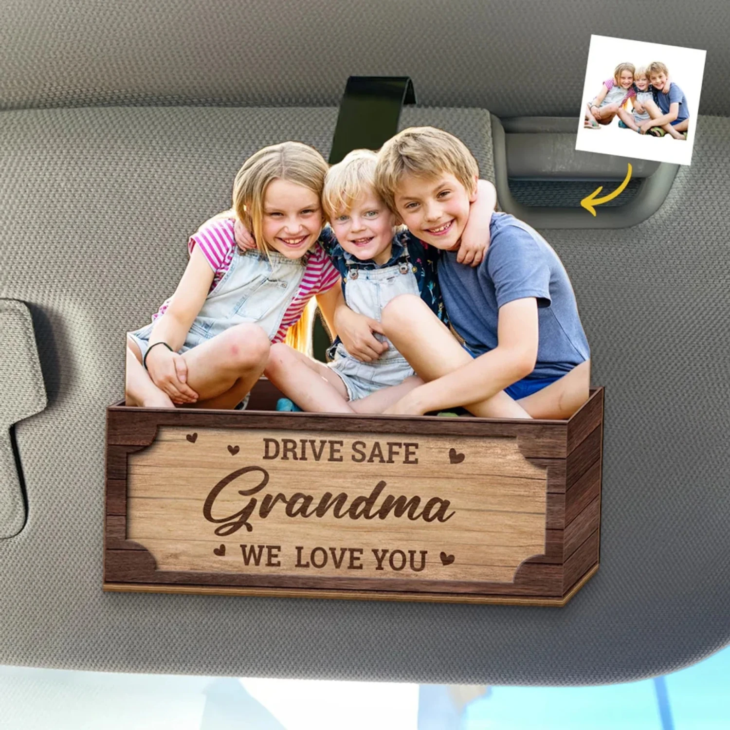 Custom Photo Together We Make A Family - Family Personalized Custom Car Visor Clip - Mother's Day, Gift For Family Members, Mom, Grandma 1 Custom Photo Together We Make A Family - Family Personalized Custom Car Visor Clip - Mother's Day, Gift For Family Members, Mom, Grandma