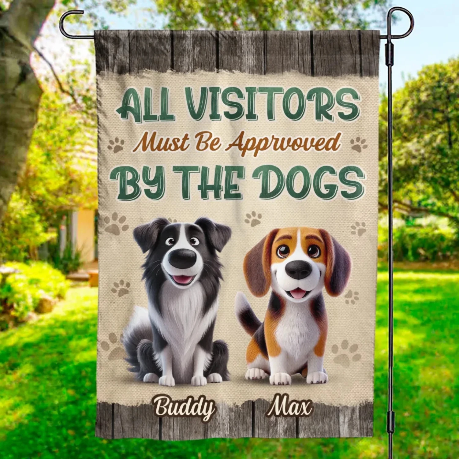 Stamped With A Paw Of Approval - Dog Personalized Custom Flag - Gift For Pet Owners, Pet Lovers 1 Stamped With A Paw Of Approval - Dog Personalized Custom Flag - Gift For Pet Owners, Pet Lovers