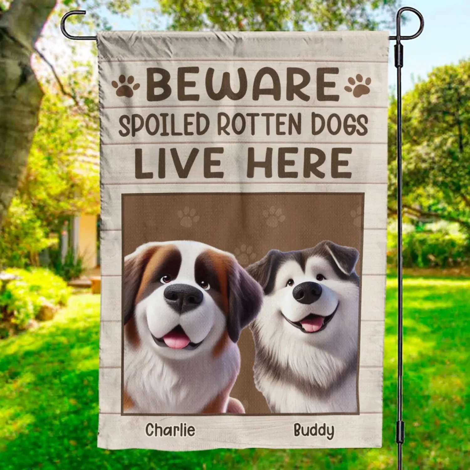 Beware Spoiled Rotten Dog Lives Here - Dog Personalized Custom Flag - Gift For Pet Owners, Pet Lovers 1 Beware Spoiled Rotten Dog Lives Here - Dog Personalized Custom Flag - Gift For Pet Owners, Pet Lovers