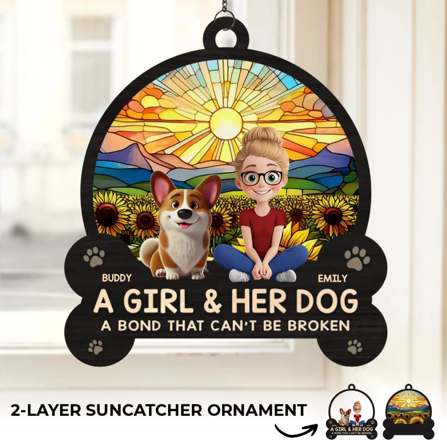 Unbreakable Bond, Forever Shining - Dog Personalized Window Hanging Suncatcher Ornament - Gift For Pet Owners, Pet Lovers 2 Unbreakable Bond, Forever Shining - Dog Personalized Window Hanging Suncatcher Ornament - Gift For Pet Owners, Pet Lovers - Image 2