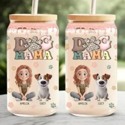 Proud Dog Mom For Life - Dog & Cat Personalized Custom Glass Cup, Iced Coffee Cup - Gift For Pet Owners, Pet Lovers -Pawfect House Store 67b2d8d4cc02b