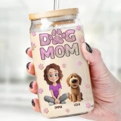 Fur Mama And Loving It - Dog & Cat Personalized Custom Glass Cup, Iced Coffee Cup - Gift For Pet Owners, Pet Lovers