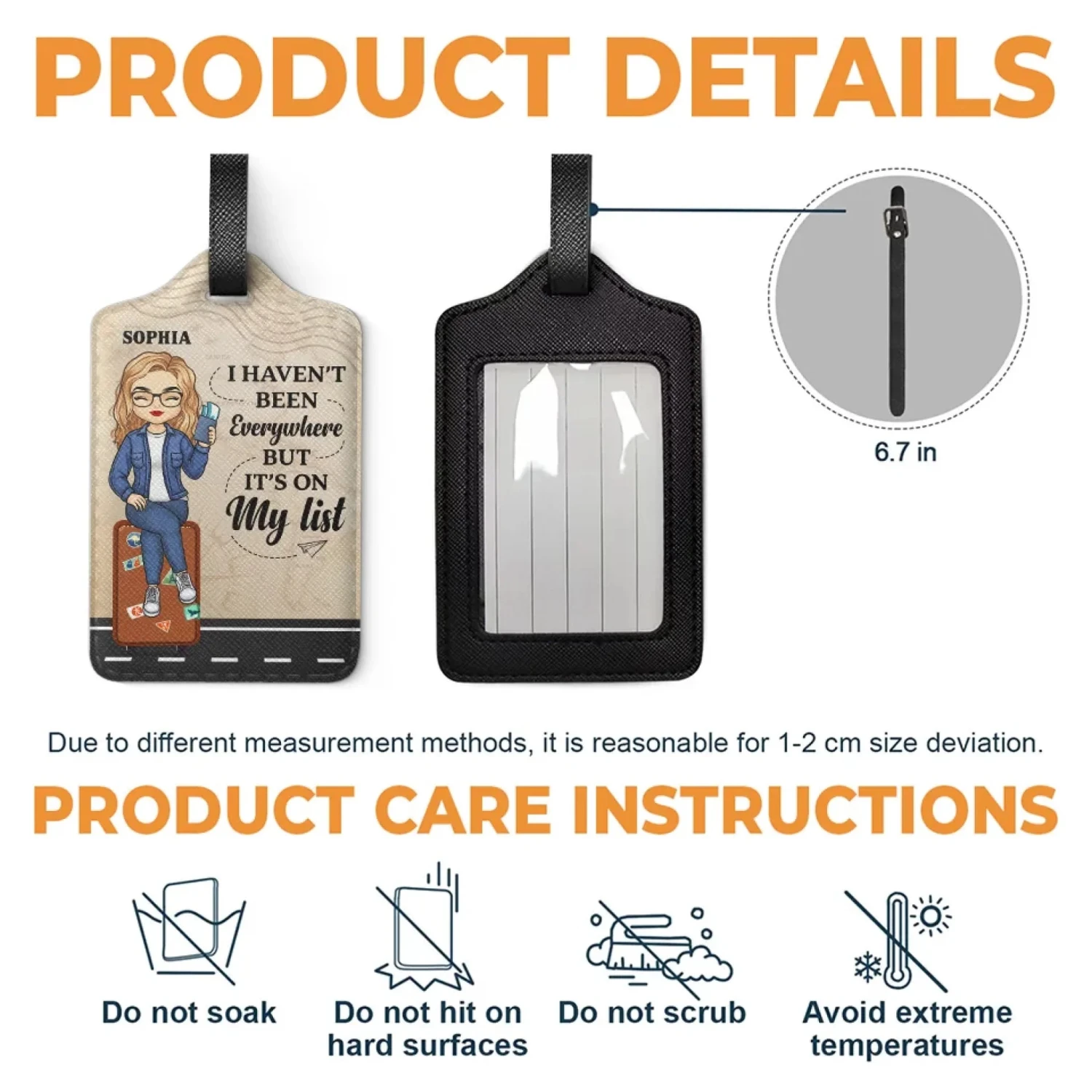 Travel Far, Live Fully - Travel Personalized Custom Luggage Tag - Holiday Vacation Gift, Gift For Adventure Travel Lovers 4 Travel Far, Live Fully - Travel Personalized Custom Luggage Tag - Holiday Vacation Gift, Gift For Adventure Travel Lovers - Image 4