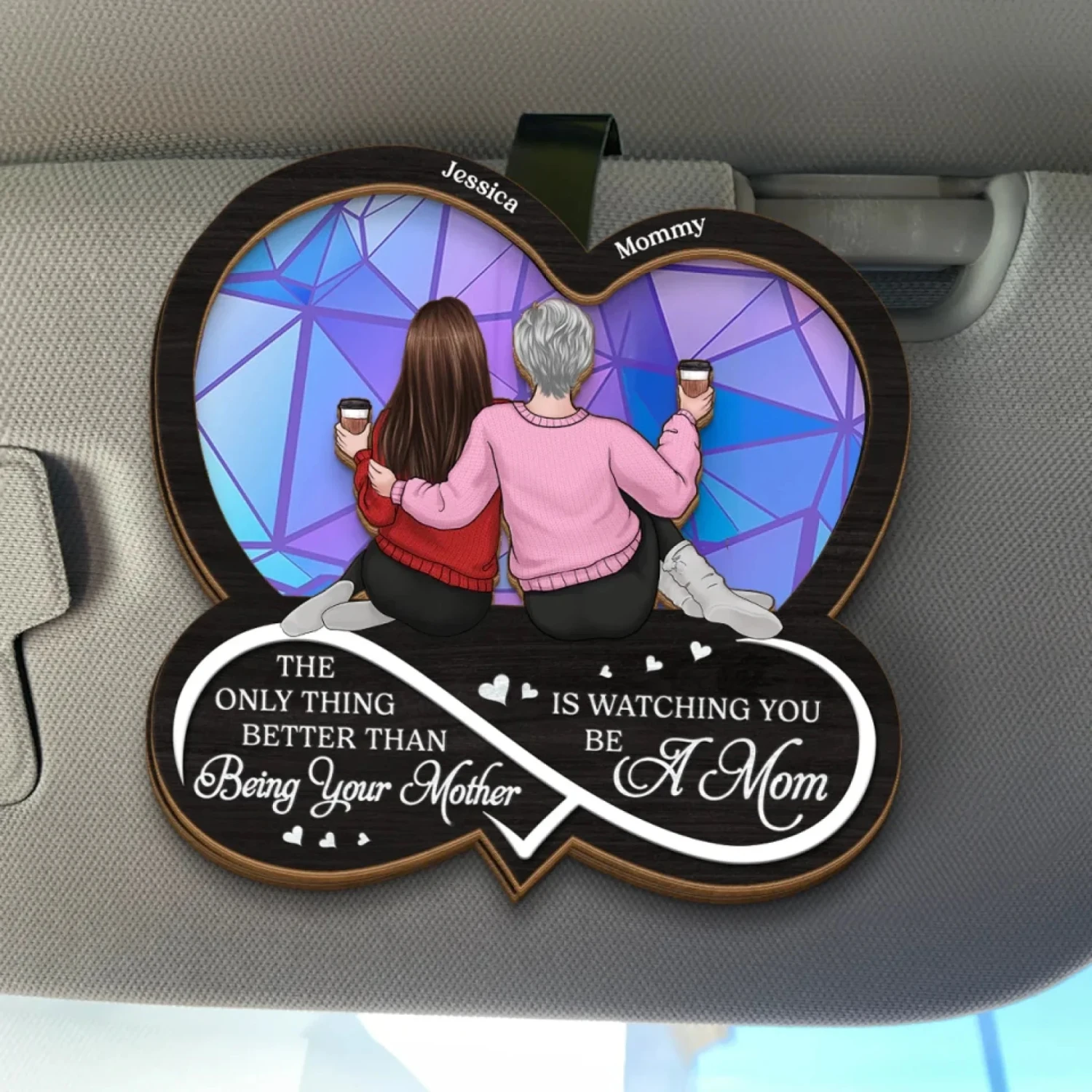 A Mother’s Love Knows No Limits - Family Personalized Custom Car Visor Clip - Gift For Mom, Daughter 1 A Mother’s Love Knows No Limits - Family Personalized Custom Car Visor Clip - Gift For Mom, Daughter