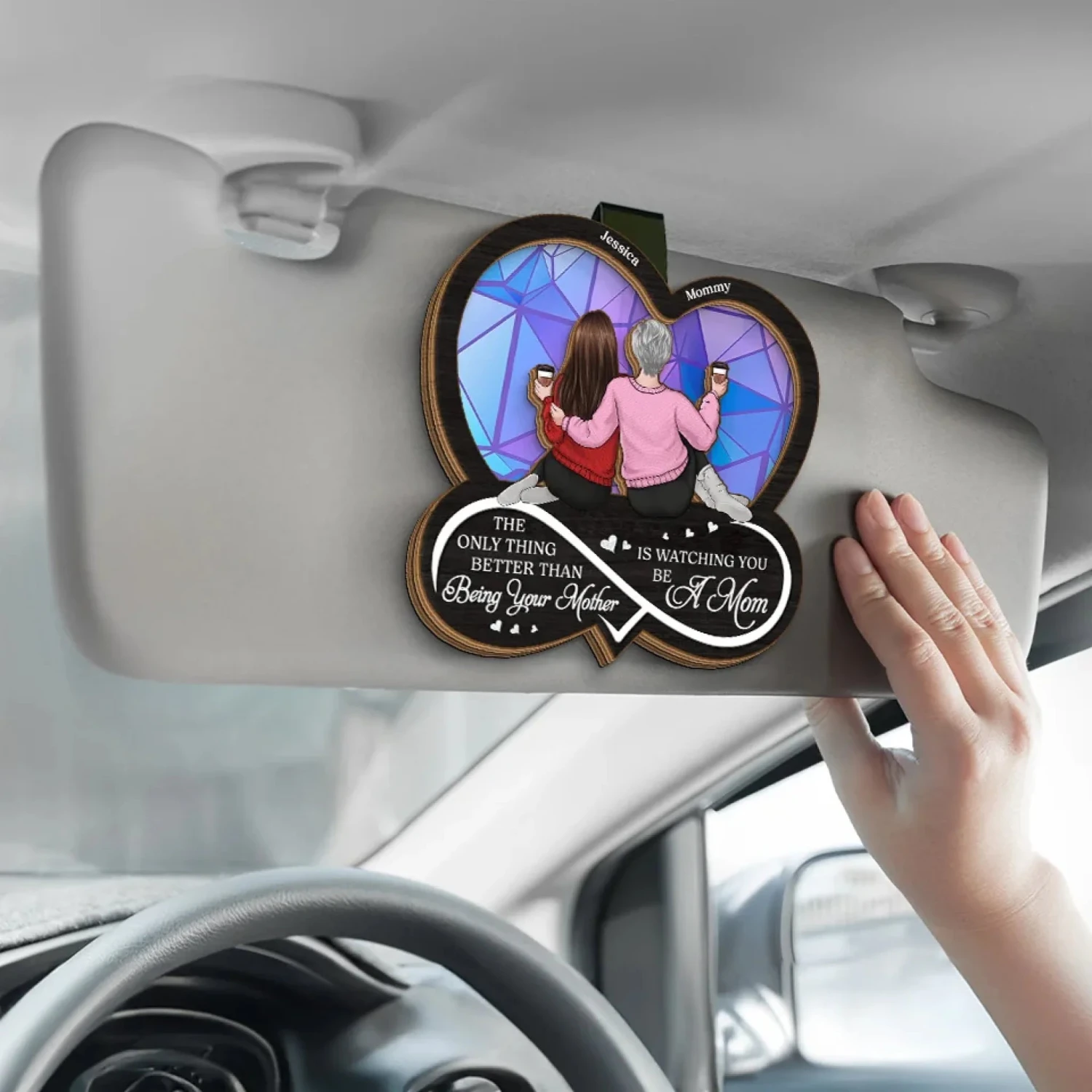 A Mother’s Love Knows No Limits - Family Personalized Custom Car Visor Clip - Gift For Mom, Daughter 3 A Mother’s Love Knows No Limits - Family Personalized Custom Car Visor Clip - Gift For Mom, Daughter - Image 3