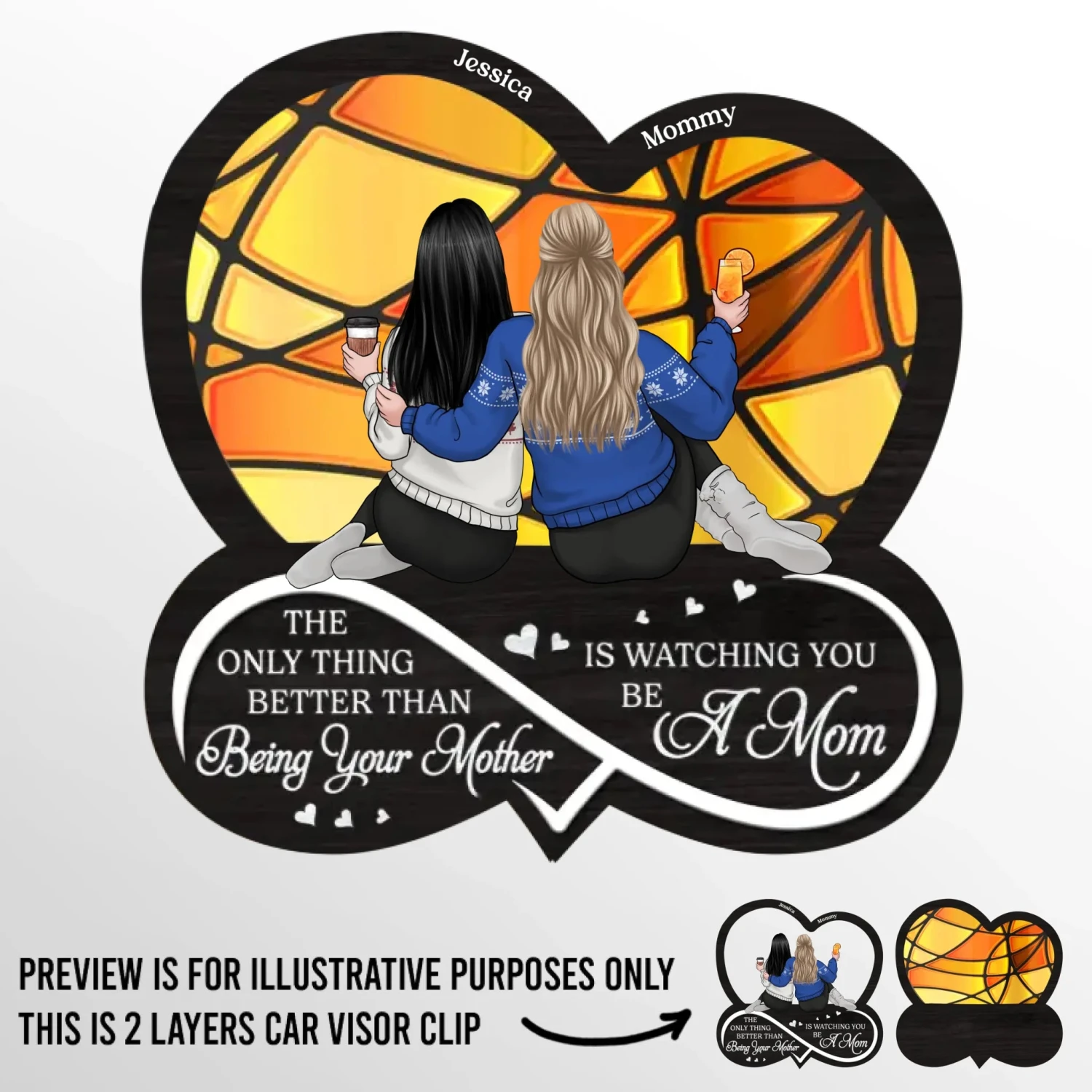 A Mother’s Love Knows No Limits - Family Personalized Custom Car Visor Clip - Gift For Mom, Daughter 2 A Mother’s Love Knows No Limits - Family Personalized Custom Car Visor Clip - Gift For Mom, Daughter - Image 2