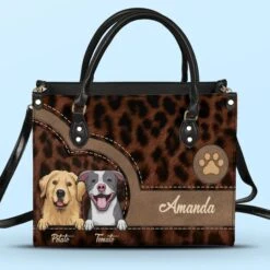 Love Is A Wet Nose And A Wagging Tail - Dog & Cat Personalized Custom Leather Handbag - Gift For Pet Owners, Pet Lovers