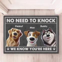 No Need To Knock, Our Security System Has Paws - Dog Personalized Custom Home Decor Decorative Mat - House Warming Gift For Pet Owners, Pet Lovers