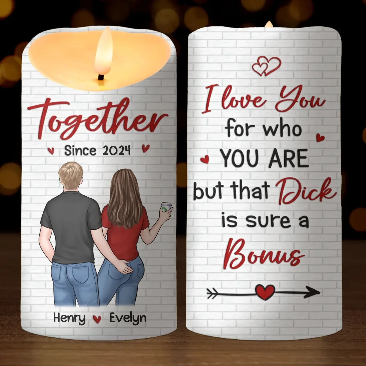 You Make My Heart Smile - Couple Personalized Custom LED Candle - Christmas Gift For Husband Wife, Anniversary 2 You Make My Heart Smile - Couple Personalized Custom LED Candle - Christmas Gift For Husband Wife, Anniversary - Image 2