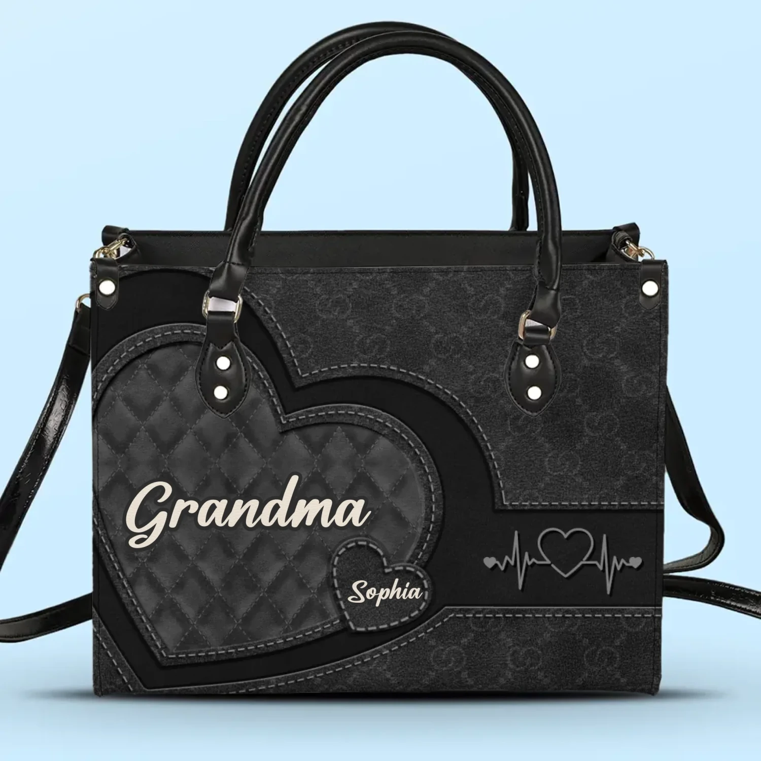 Grandma’s Love Is Endless - Family Personalized Custom Leather Handbag - Gift For Mom, Grandma 2 Grandma’s Love Is Endless - Family Personalized Custom Leather Handbag - Gift For Mom, Grandma - Image 2