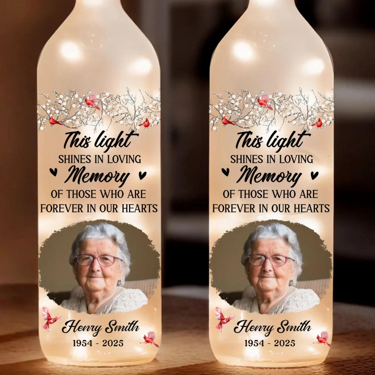 Custom Photo Time Passes, But Love Remains - Memorial Personalized Custom Bottle Lamp - Sympathy Gift For Family Members 2 Custom Photo Time Passes, But Love Remains - Memorial Personalized Custom Bottle Lamp - Sympathy Gift For Family Members - Image 2
