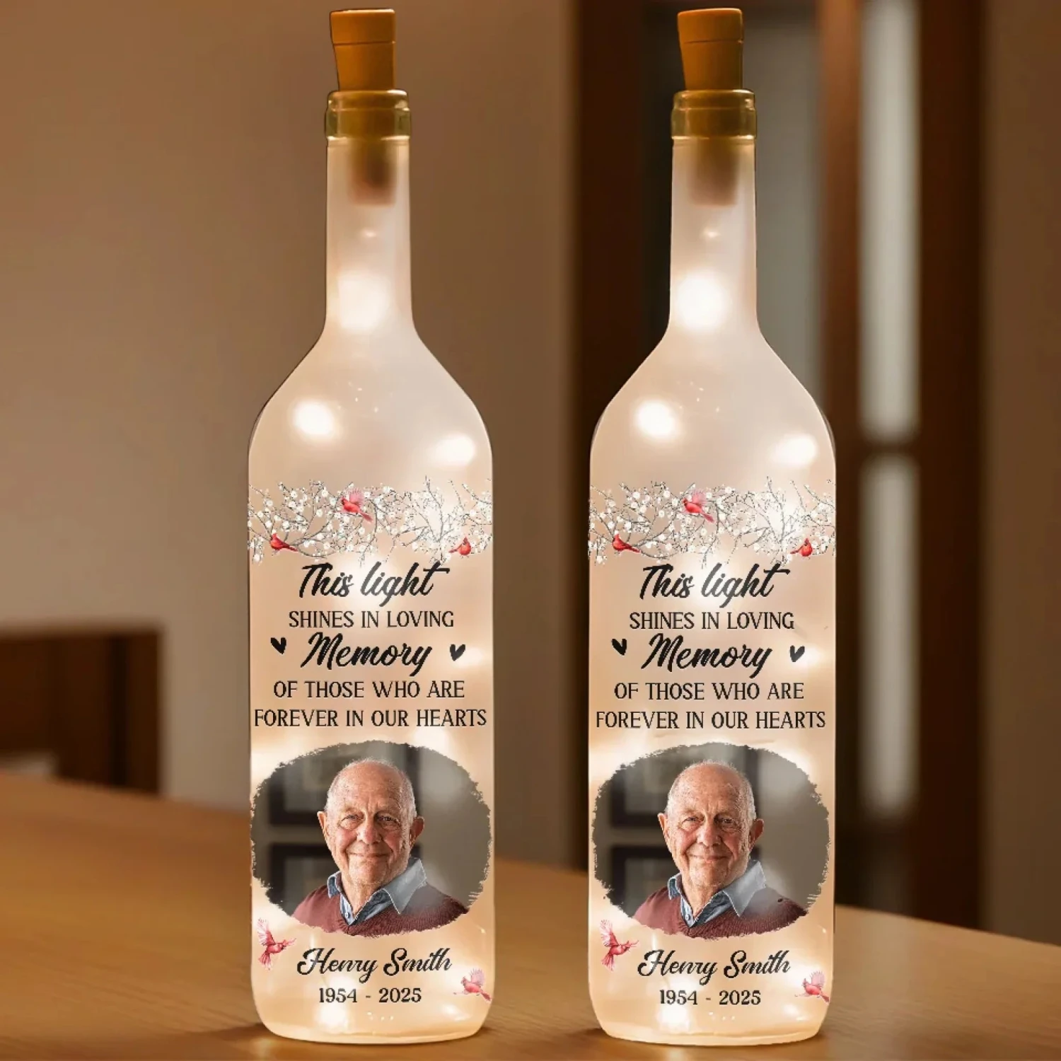 Custom Photo Time Passes, But Love Remains - Memorial Personalized Custom Bottle Lamp - Sympathy Gift For Family Members 3 Custom Photo Time Passes, But Love Remains - Memorial Personalized Custom Bottle Lamp - Sympathy Gift For Family Members - Image 3