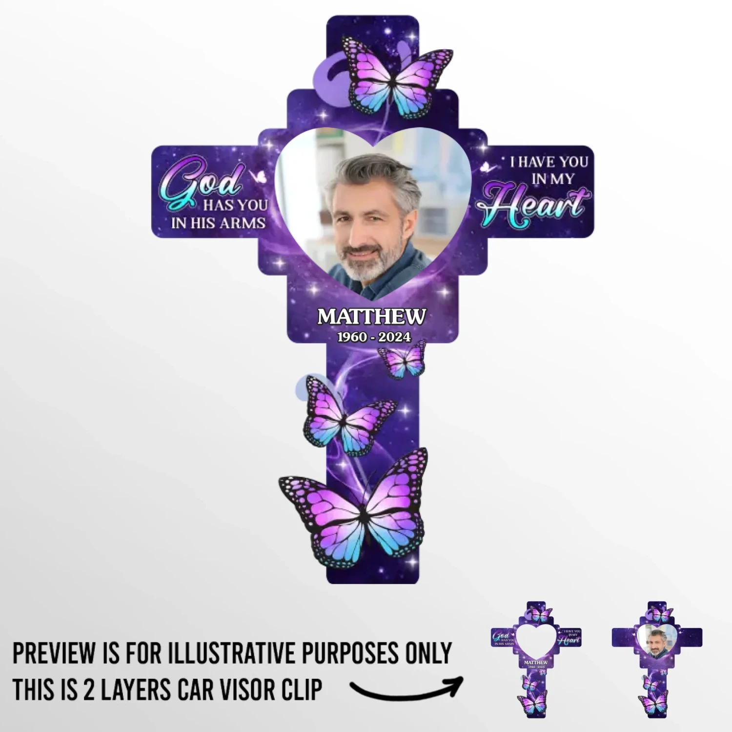 Custom Photo Forever In Our Hearts, Lighting Our Way - Memorial Personalized Custom Car Visor Clip - Sympathy Gift For Family Members 2 Custom Photo Forever In Our Hearts, Lighting Our Way - Memorial Personalized Custom Car Visor Clip - Sympathy Gift For Family Members - Image 2