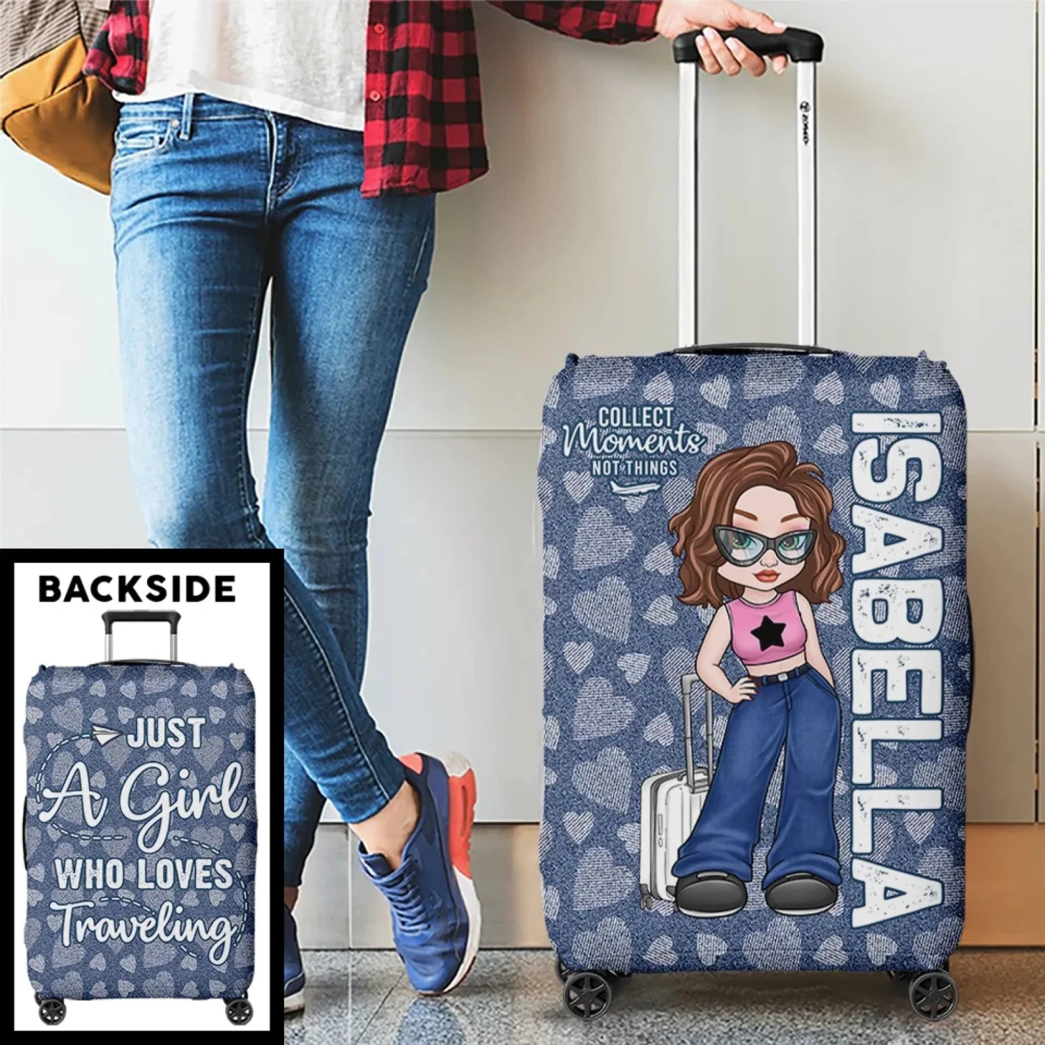 Perfect For The Traveler Who Follows Their Heart - Travel Personalized Custom Luggage Cover - Summer Vacation Gift, Gift For Adventure Travel Lovers 4 Perfect For The Traveler Who Follows Their Heart - Travel Personalized Custom Luggage Cover - Summer Vacation Gift, Gift For Adventure Travel Lovers - Image 4