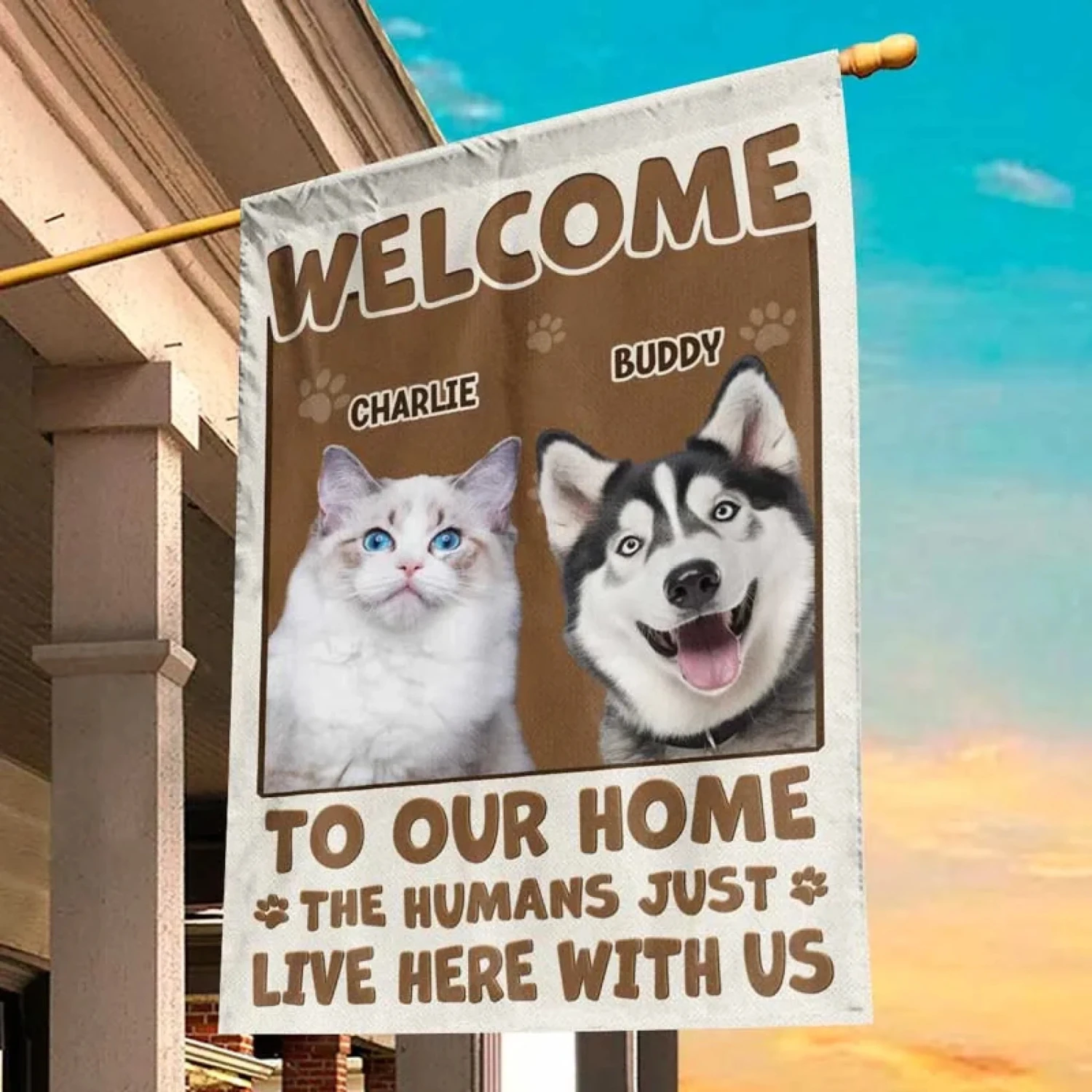 Custom Photo Welcome To My Home - Dog & Cat Personalized Custom Flag - Gift For Pet Owners, Pet Lovers 5 Custom Photo Welcome To My Home - Dog & Cat Personalized Custom Flag - Gift For Pet Owners, Pet Lovers - Image 5