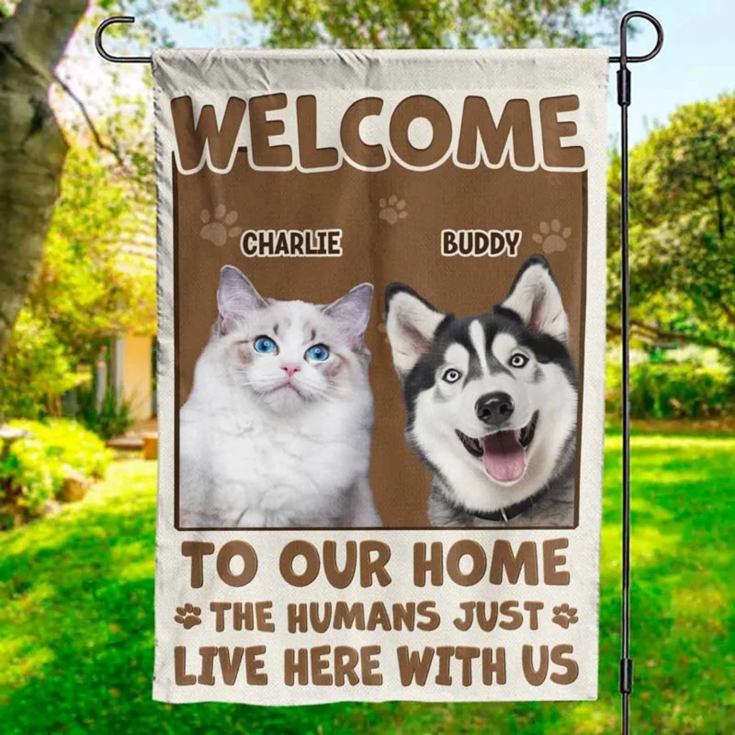 Custom Photo Welcome To My Home - Dog & Cat Personalized Custom Flag - Gift For Pet Owners, Pet Lovers 1 Custom Photo Welcome To My Home - Dog & Cat Personalized Custom Flag - Gift For Pet Owners, Pet Lovers