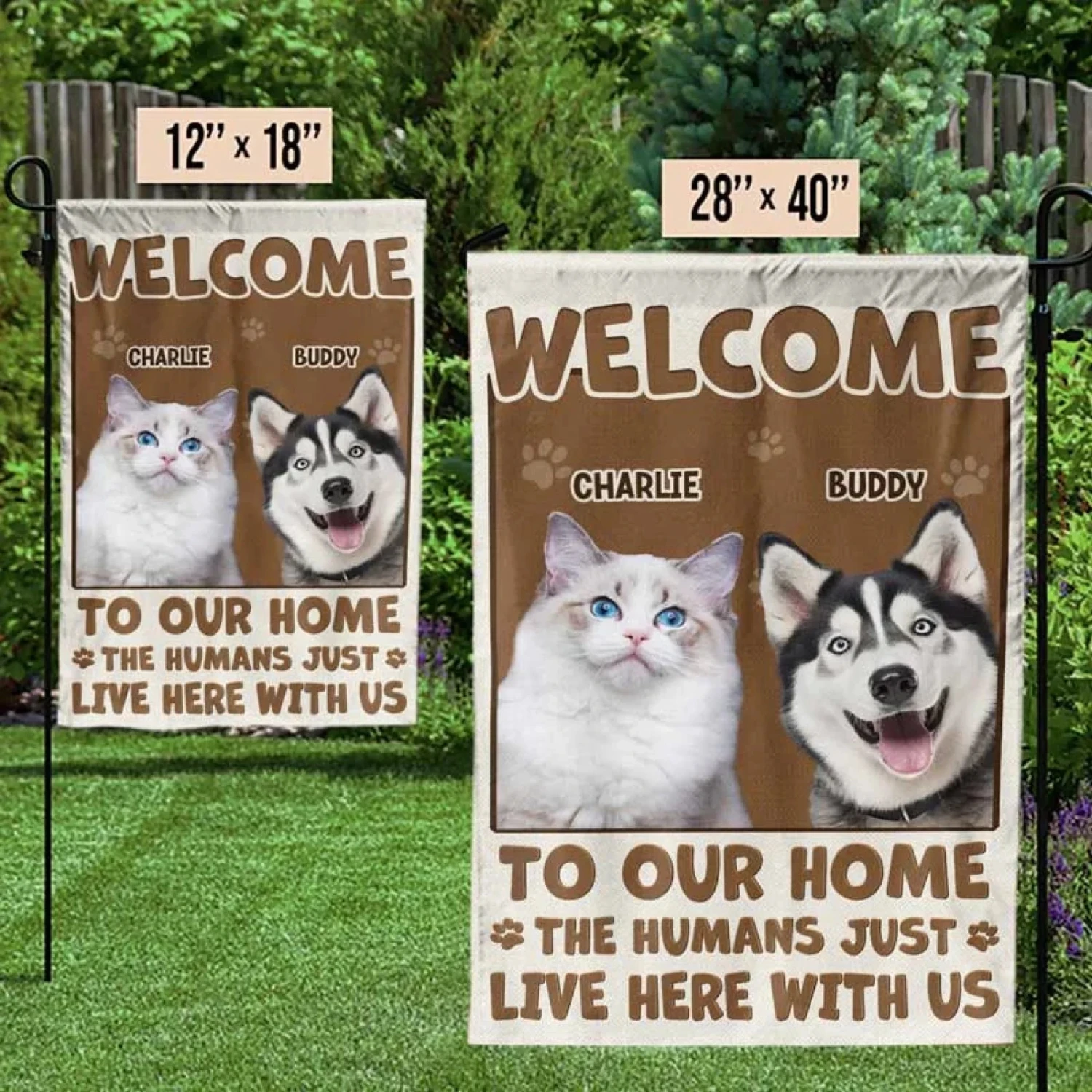 Custom Photo Welcome To My Home - Dog & Cat Personalized Custom Flag - Gift For Pet Owners, Pet Lovers 3 Custom Photo Welcome To My Home - Dog & Cat Personalized Custom Flag - Gift For Pet Owners, Pet Lovers - Image 3