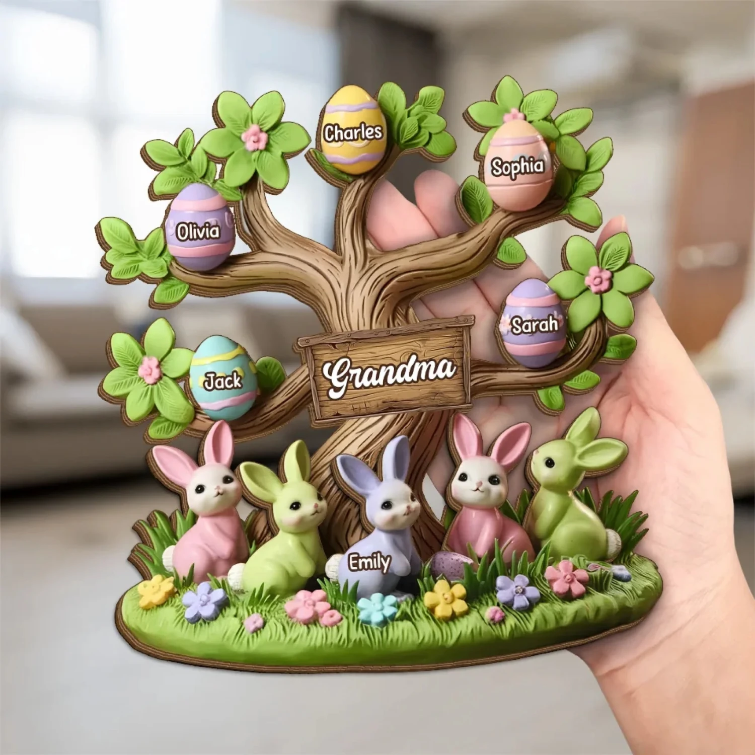 Grandma’s Love Is Deep-rooted - Family Personalized Custom 2-Layered Wooden Plaque With Stand - Easter Gift For Mom, Grandma 5 Grandma’s Love Is Deep-rooted - Family Personalized Custom 2-Layered Wooden Plaque With Stand - Easter Gift For Mom, Grandma - Image 5