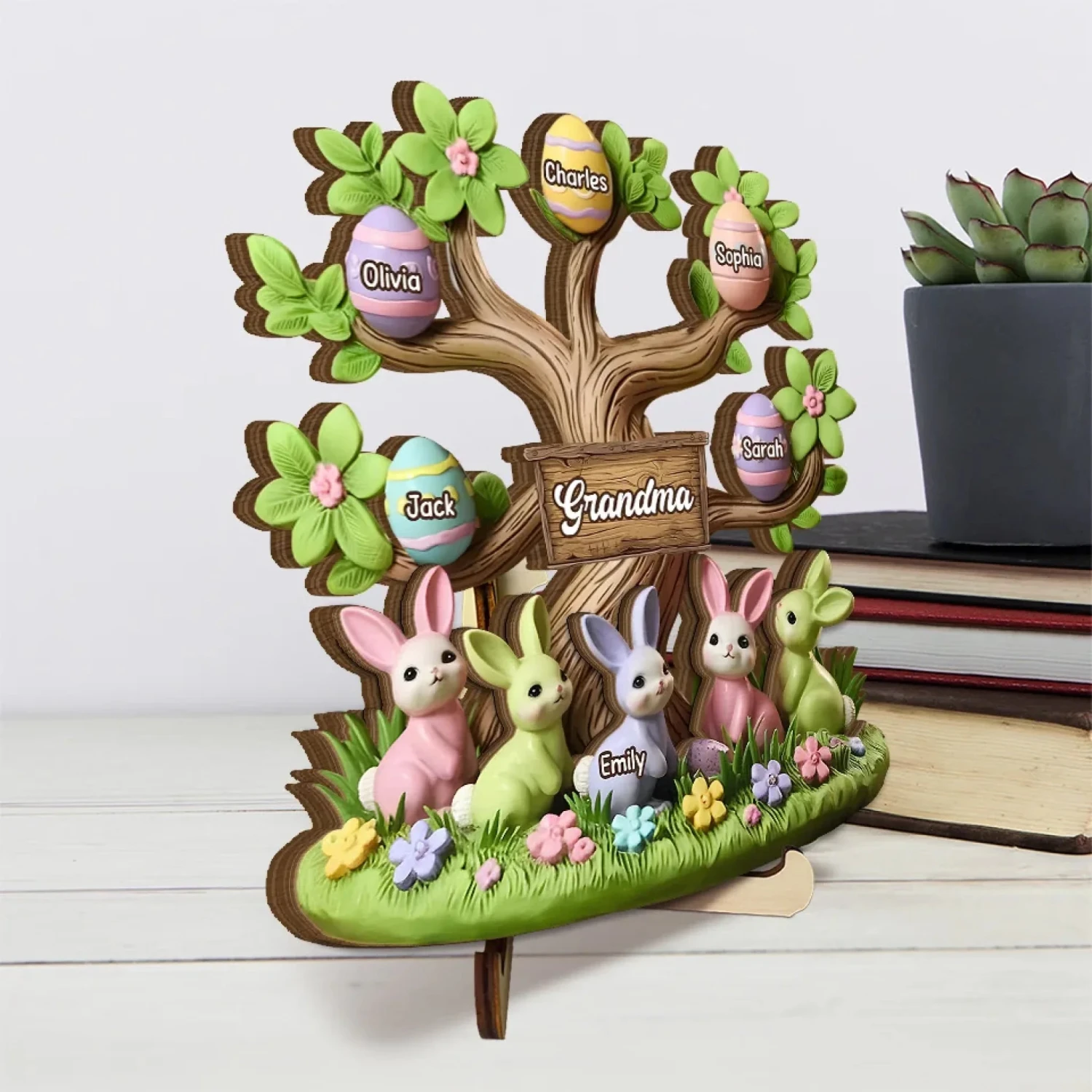 Grandma’s Love Is Deep-rooted - Family Personalized Custom 2-Layered Wooden Plaque With Stand - Easter Gift For Mom, Grandma 4 Grandma’s Love Is Deep-rooted - Family Personalized Custom 2-Layered Wooden Plaque With Stand - Easter Gift For Mom, Grandma - Image 4