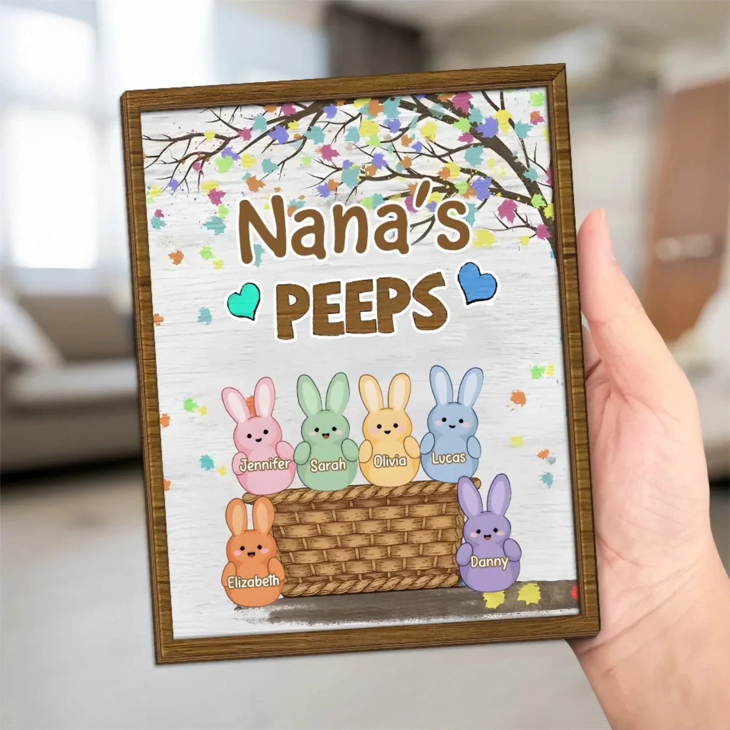 Love Grows In Grandma’s Arms - Family Personalized Custom 2-Layered Wooden Plaque With Stand - Easter Gift For Mom, Grandma 5 Love Grows In Grandma’s Arms - Family Personalized Custom 2-Layered Wooden Plaque With Stand - Easter Gift For Mom, Grandma - Image 5