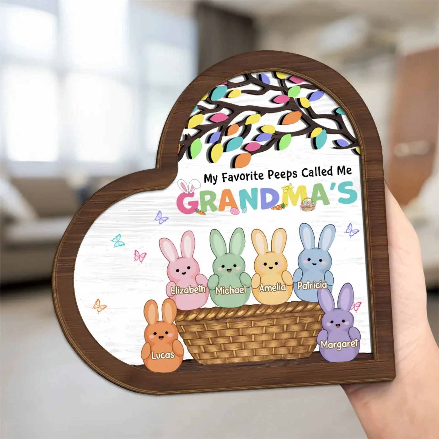 Grandma’s Heart Is Pure Gold - Family Personalized Custom 2-Layered Wooden Plaque With Stand - Easter Gift For Mom, Grandma 5 Grandma’s Heart Is Pure Gold - Family Personalized Custom 2-Layered Wooden Plaque With Stand - Easter Gift For Mom, Grandma - Image 5