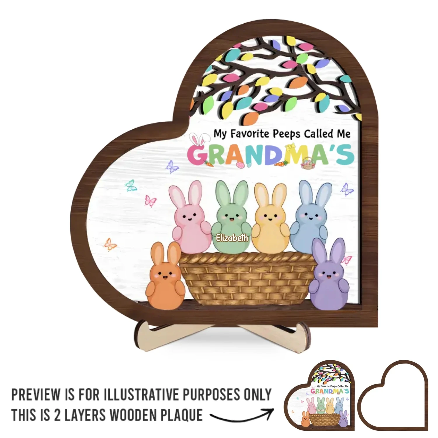 Grandma’s Heart Is Pure Gold - Family Personalized Custom 2-Layered Wooden Plaque With Stand - Easter Gift For Mom, Grandma 2 Grandma’s Heart Is Pure Gold - Family Personalized Custom 2-Layered Wooden Plaque With Stand - Easter Gift For Mom, Grandma - Image 2