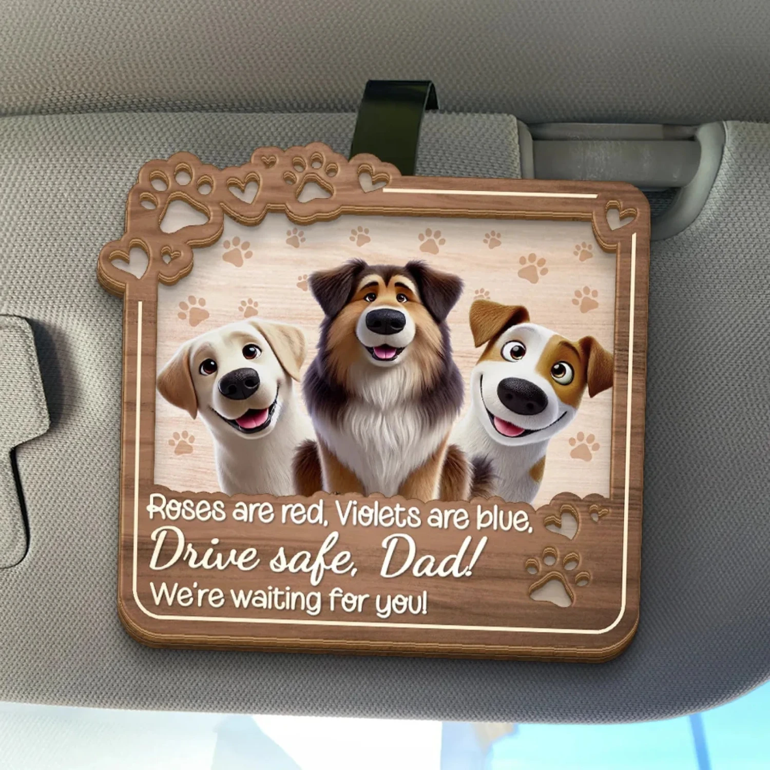Drive Safe, Paws Are Waiting - Dog & Cat Personalized Custom Car Visor Clip - Gift For Pet Owners, Pet Lovers 1 Drive Safe, Paws Are Waiting - Dog & Cat Personalized Custom Car Visor Clip - Gift For Pet Owners, Pet Lovers