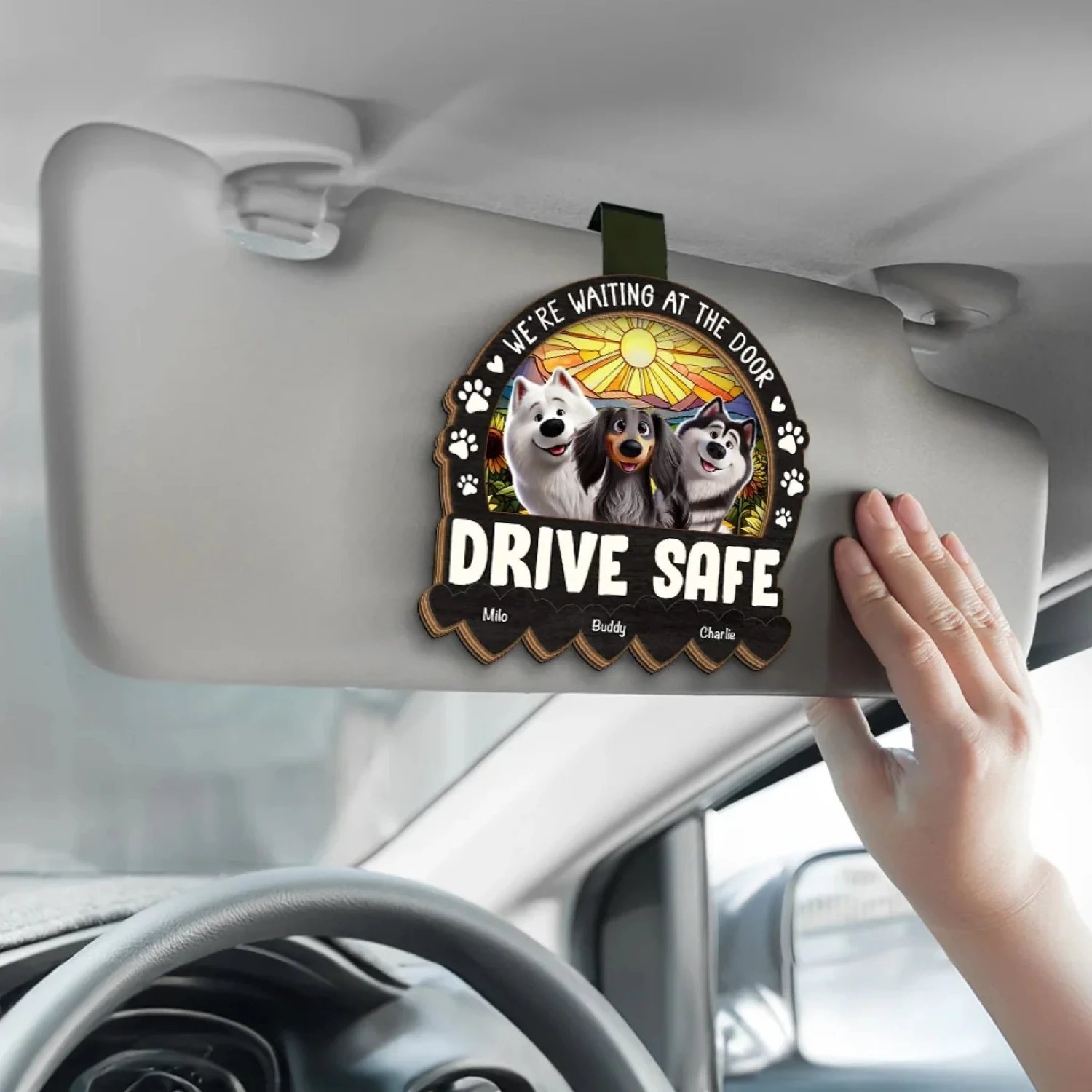 I'm Waiting At The Door, Drive Safe - Dog Personalized Custom Car Visor Clip - Gift For Pet Owners, Pet Lovers 4 I'm Waiting At The Door, Drive Safe - Dog Personalized Custom Car Visor Clip - Gift For Pet Owners, Pet Lovers - Image 4